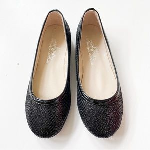 MarilynModa Black Glitter Flats for Girls Glitter-02K B15